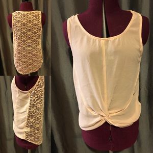Lush Brand Chiffon and Lace Cropped Top